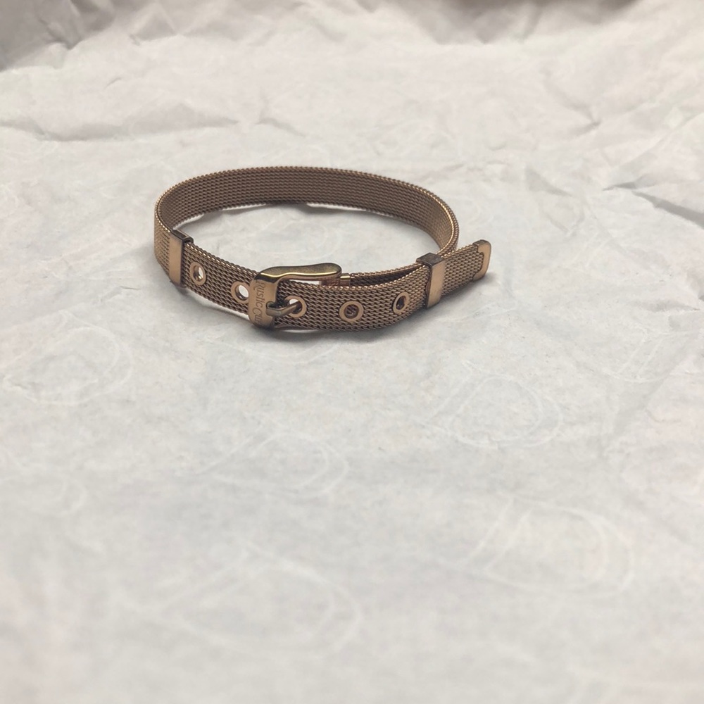 Rustic cuff rose gold chain link bracelet